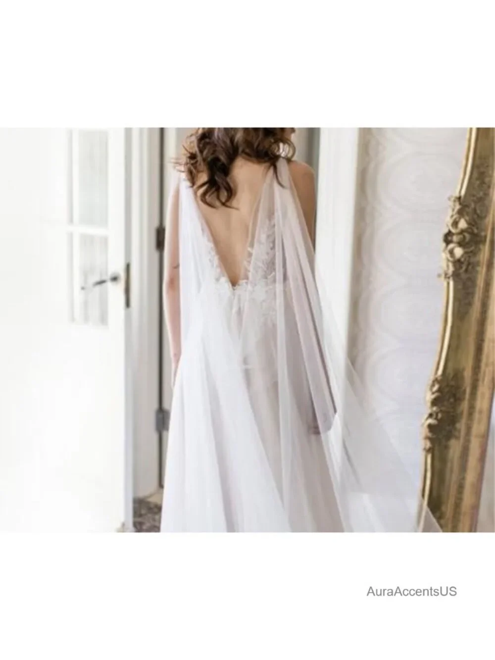 Cathedral bridal cape veil long tulle wedding shawl